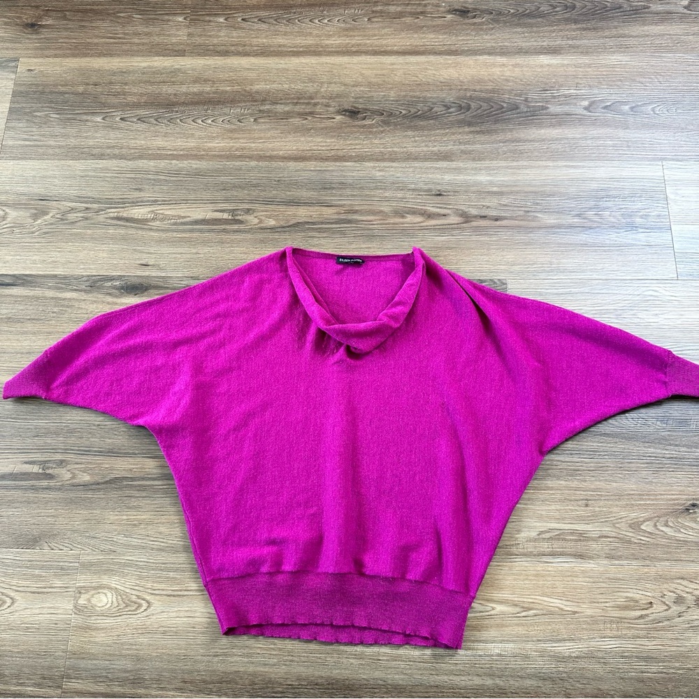 Eileen Fisher 100%‎ Merino Wool Cowl Neck Boxy Fit Minimalist Sweater XS Pink